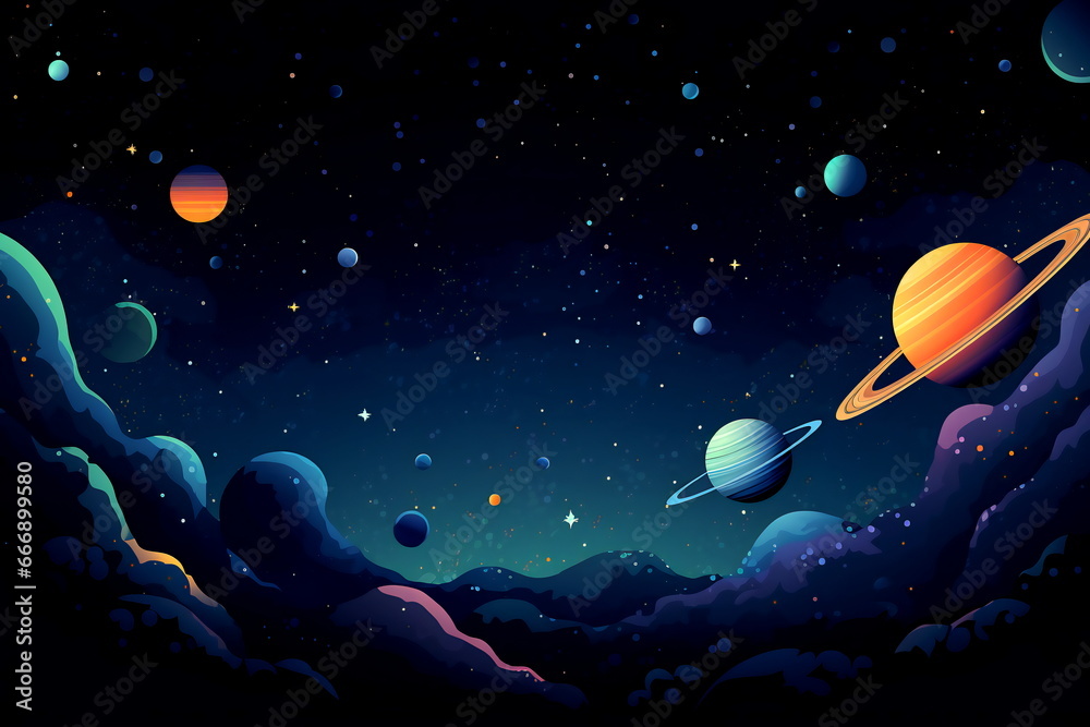 Fototapeta premium Beautiful Space Landscape, An Expansive, Panoramic Anamorphic, space inspirations