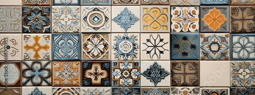 Colorful Moroccan inspired square Mexican tiles © Savinus