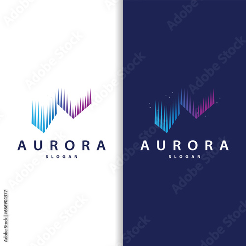 Aurora Light Wave Sky View Logo, Simple Abstract Templet Illustration Design