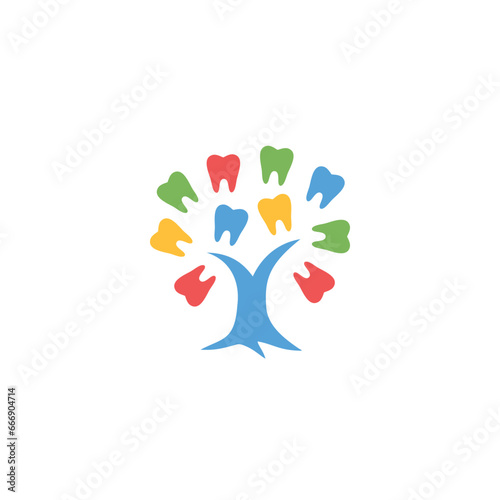 dental tree leaf logo icon silhouette abstract