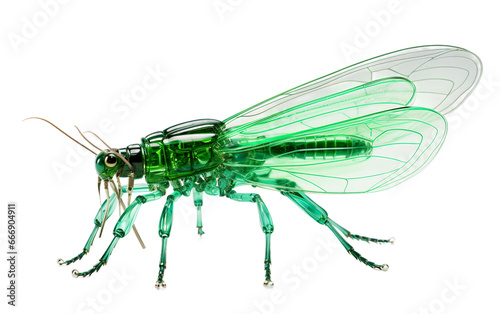 Green Lacewing Robot in 3D on Transparent background