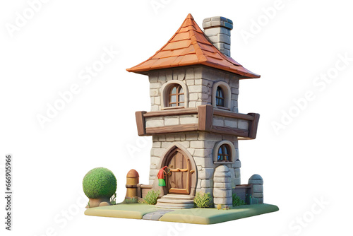 Cartoon home Mage Tower king background high quality 3d render