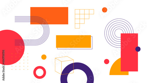 Vector abstract memphis geometric styled colorful colourful background