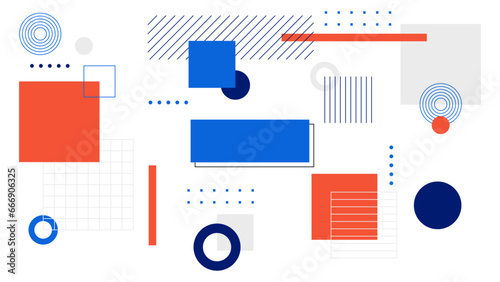 Vector abstract memphis geometric styled colorful colourful background