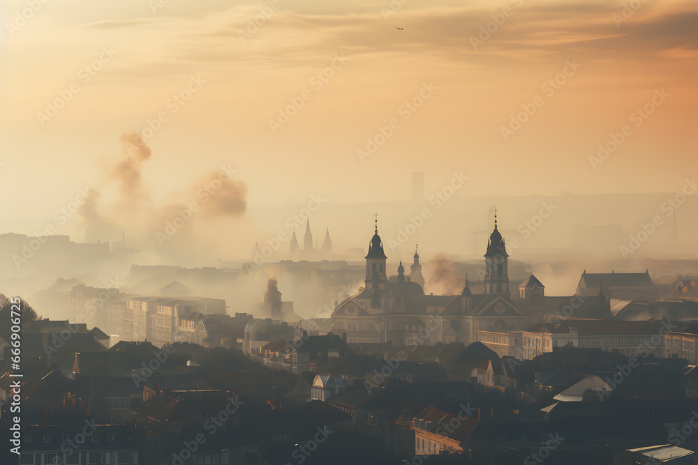 Cityscape Affected by Air Pollution, A Scenic View