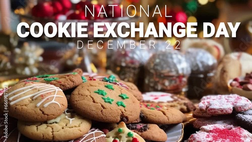 National Cookie Exchange Day. photo motion with lettering animation.