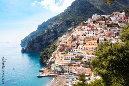 Positano town on Amalfi coast in Italy