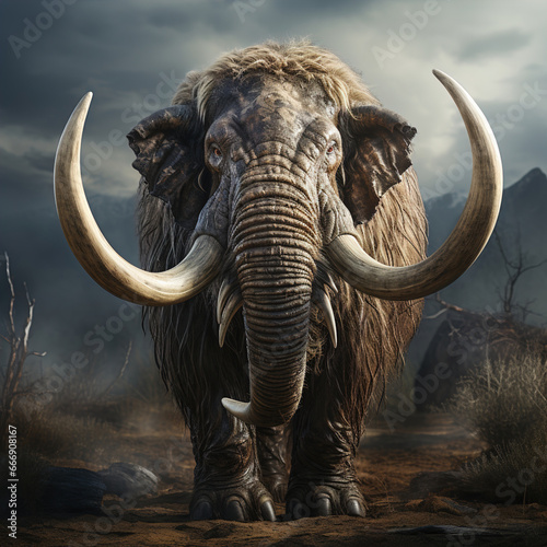 Image of a mammoth running. Drama