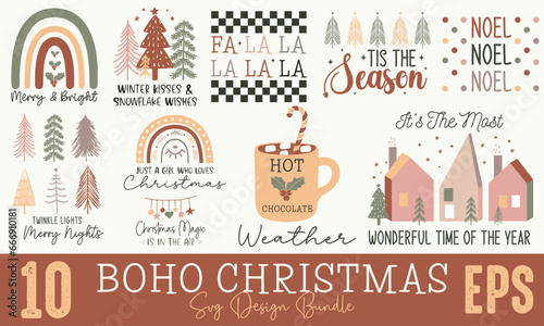 Boho Christmas SVG EPS Bundle
