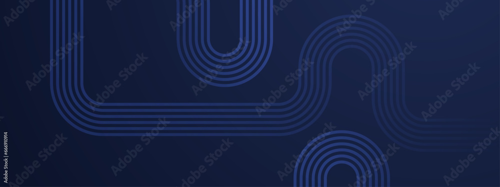 Obraz premium Black and blue abstract luxury lines shapes overlapping on dark banner vector illustration