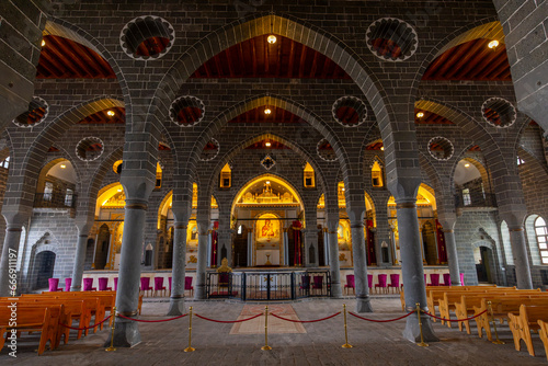 DIYARBAKIR, TURKEY, 09 OCTOBER 2023: he Surp Giragos Armenian Church or St. Kyriakos Church is in the Sur district of Diyarbakır in southeastern Turkey.