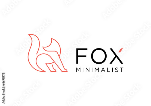 vector line art of abstract orange fox jumping and running, fox wall art design, minimal foxes line logo icon illustration