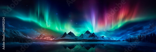 with the ethereal colors of the Northern or Southern Lights, creating a mystical and otherworldly ambiance. © Maximusdn