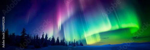 with the ethereal colors of the Northern or Southern Lights, creating a mystical and otherworldly ambiance. photo