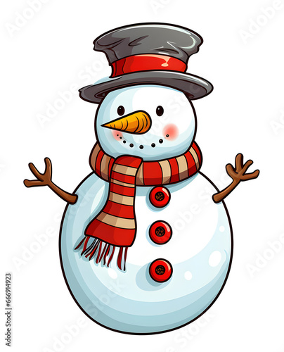 Cute Snowman cartoon vector isolated background.