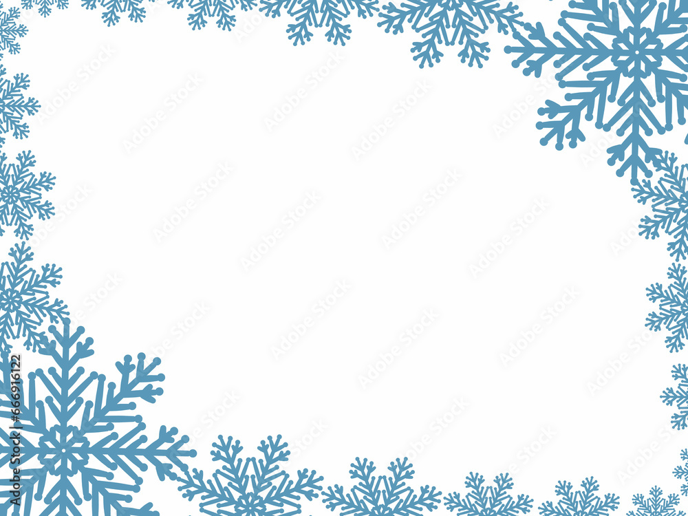 Frame template with blue snowflakes Winter design Digital illustration for various designs, cards and backgrounds, birthdays and holidays, textile production, printing on packaging, wrapping paper Frame template with blue snowflakes Winter design Digital illustration for various designs, cards and backgrounds, birthdays and holidays, textile production, printing on packaging, wrapping paper
