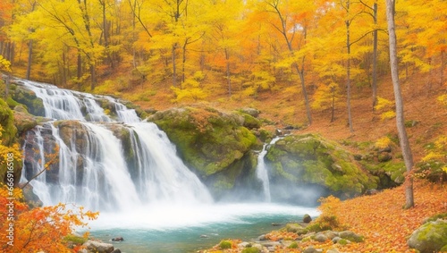 waterfall in autumn © Laraib Hassan