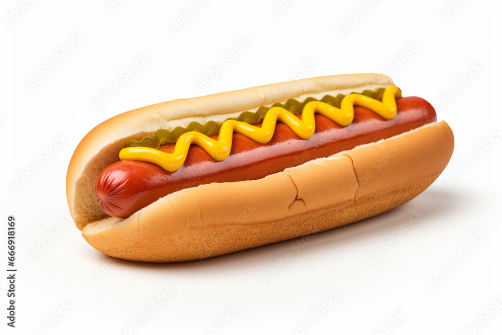HOT DOG isolated on white background, full depth of field, aesthetic look HOT DOG isolated on white background, full depth of field, aesthetic look