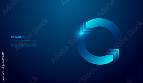 Abstract two arrows go around on a dark blue background. Digital exchange and money transfer concept