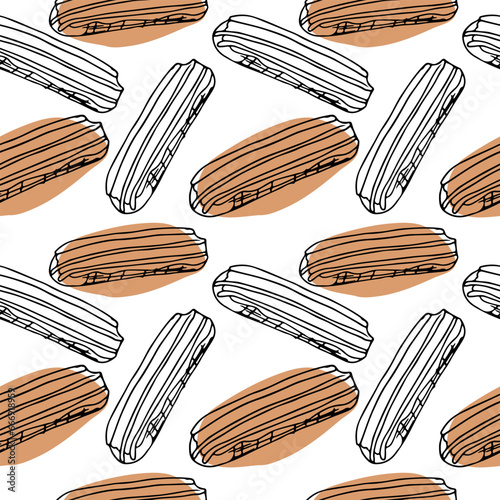 Pattern Eclaire vector illustration , sketch hand drawn doodle illustration , street food sketch isolate on white background for different design uses such as advertising for bakery, 
	