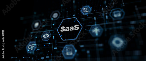 SaaS, Software as a Service. Networking Technology Internet concept
