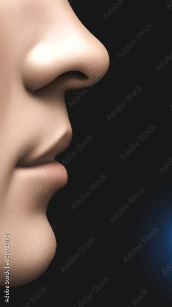 breath in with human nose animation short video footage. vertical video footage breath in with human nose animation short video footage. vertical video footage