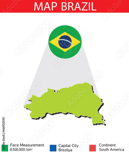 Brazıl map area vector illustration flag geography

