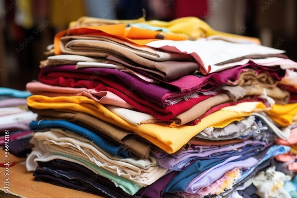 a neat pile of cut fabric pieces ready for assembly a neat pile of cut fabric pieces ready for assembly