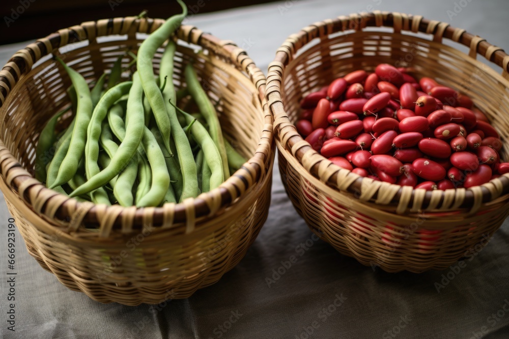 beans in two baskets of similar weight beans in two baskets of similar weight