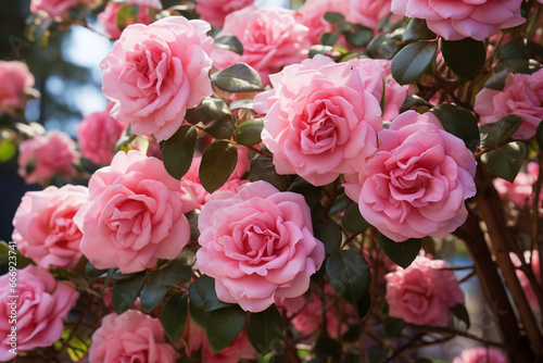 pink roses in a garden