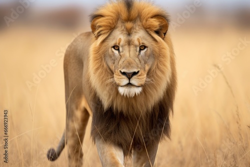 lion standing tall in the grass