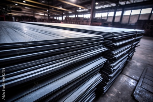 carbon steel plates stacked together © altitudevisual