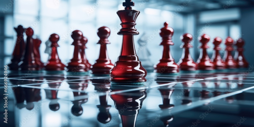 Business Strategy concept. Business man playing chess game to development analysis new strategy plan. Generative AI Business Strategy concept. Business man playing chess game to development analysis new strategy plan. Generative AI