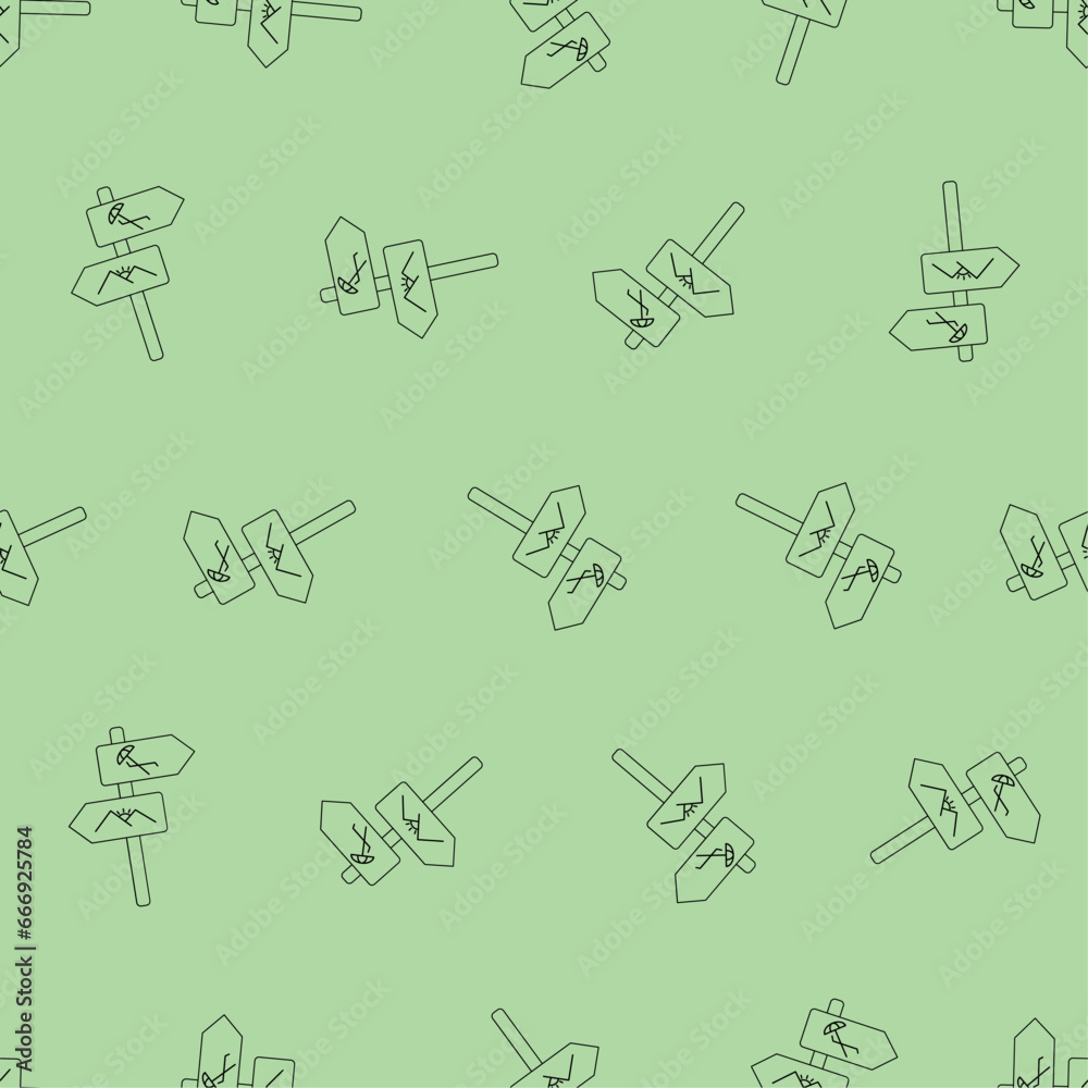 Signpost line art seamless pattern. Suitable for backgrounds, wallpapers, fabrics, textiles, wrapping papers, printed materials, and many more.