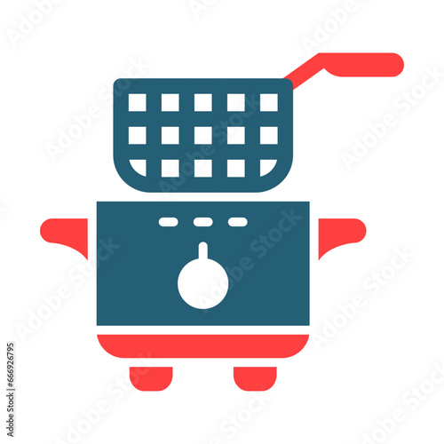 Deep Fryer Glyph Two Color Icon Design