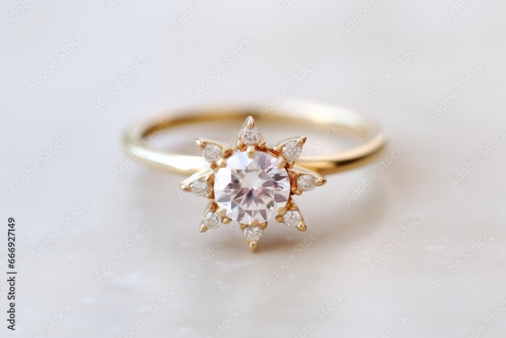 cluster style engagement ring on a white marble surface cluster style engagement ring on a white marble surface