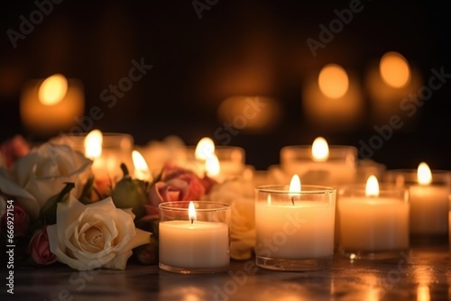 arrangement of candles creating romantic atmosphere