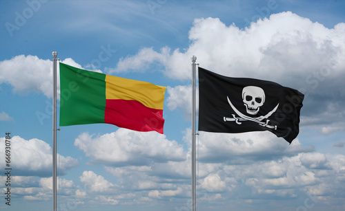 Принти на полотні Pirate and Benin flags, country relationship concept