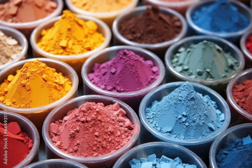 close-up shot of raw pigments before being mixed close-up shot of raw pigments before being mixed