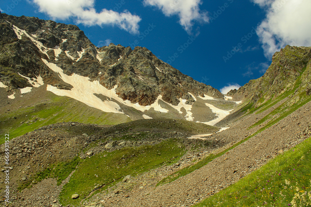 Beautiful summer landscape of Caucasus mountain. Mountains near Arkhyz, Russia