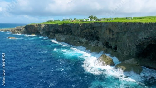 Drone view of the cliff(Banzai cliff in Saipan)_사이판 만세절벽 드론뷰
