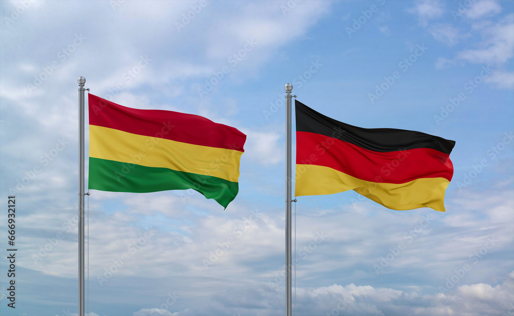 Germany and Bolivia flags, country relationship concept Germany and Bolivia flags, country relationship concept
