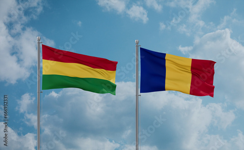 Romania and Bolivia flags  country relationship concept