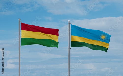 Rwanda and Bolivia flags, country relationship concept