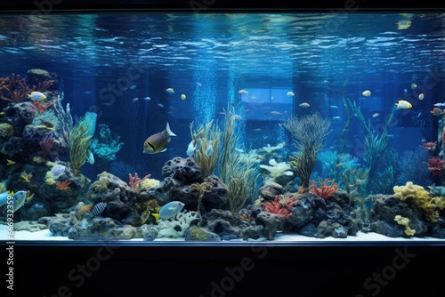 large aquarium with various marine creatures