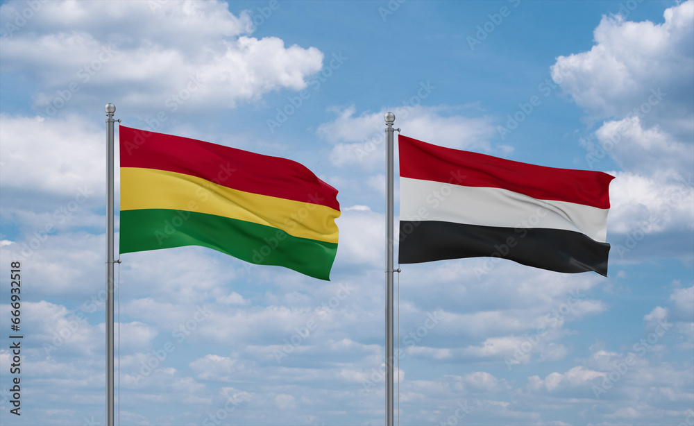 Yemen and Bolivia flags, country relationship concept Yemen and Bolivia flags, country relationship concept