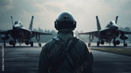 Air force pilot face aircraft