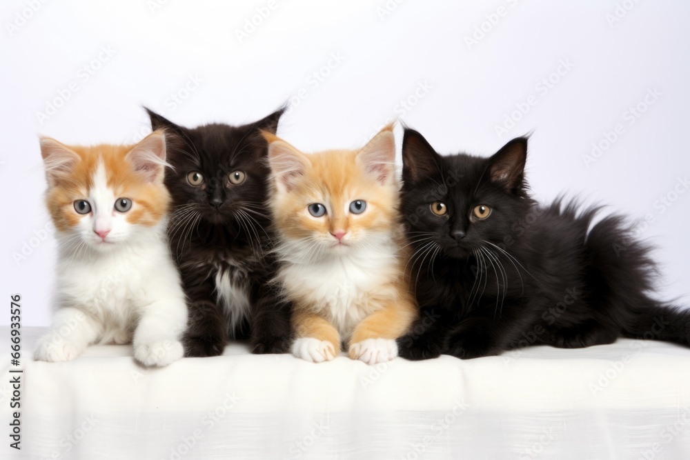 several breeds of kittens laying together