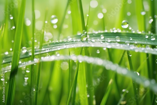detail of a single rice plant splashed with water droplets