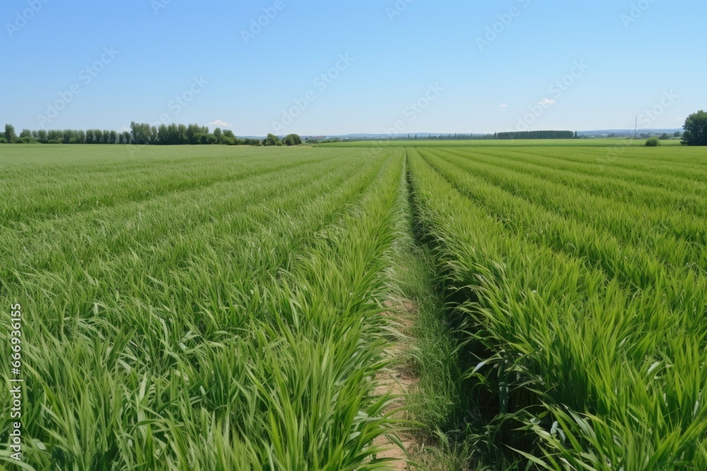 Fototapeta premium field of ripening crop, with one patch still green